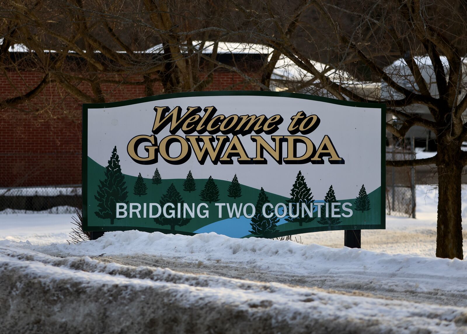 Welcome to Gowanda sign — Bridging Two Counties